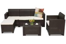 Mobilier lounge en technorotin Nebraska Relax Corner 5 marron Bica