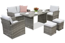 Monaco Apetito tuinmeubelen 4 + 2 Garden Point poefs grijs