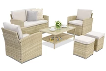 Monaco Coffee tuinmeubelen 4 + 2 Garden Point poefs beige