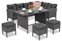 Salon de jardin en techno rotin avec un angle Bari Garden Point anthracite