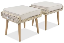 Pouf Bilbao en techno rotin pour terrasse Garden Point sable - 2 pièces