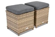 Pouf Toledo en techno rotin pour salon Garden Point - 2 morceaux de cappuccino