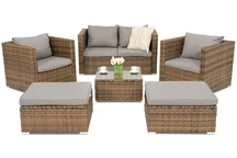 Roma Coffee 4 + 2 Garden Point bruin technorattan tuinmeubelen