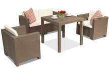 Salon de jardin en poly rotin Colorado Dallas Apetito 4 cappuccino Bica