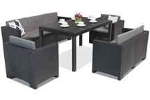 Salon de jardin en polyrotin Colorado Apetito 7 Anthracite Bica