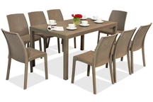 Salon de jardin en polyrotin Houston/Virginia cappuccino pour 8 personnes Bica