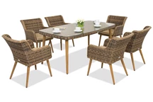 Salon de jardin en rotin Cordoba pour 6 personnes Garden Point marron