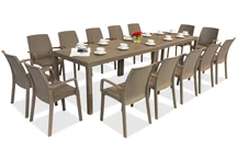 Service de table en rotin synthétique pour le jardin Houston/Indiana 14 cappuccino Bica