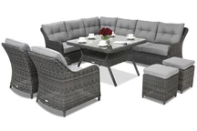 Toledo Comida 7 Angular technorattan tuinmeubelen + 2 Garden Point poefs antraciet