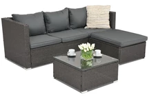 Un ensemble de salon de jardin en polyrotin Roma Corner 4 Garden Point