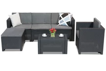 Un ensemble de salon en polyrotin Colorado Relax Corner 5 anthracite Bica