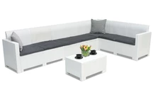 Coin technorattan avec table Nebraska Corner Max 7 blanc Bica