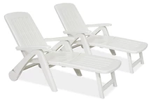 Ensemble de deux chaises longues blanches Cancun Bica
