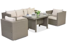 Meubles de jardin en résine tressée Roma Apetito 5 Garden Point gris clair