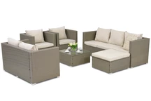 Meubles de jardin en résine tressée Roma Corner 8 Garden Point gris clair