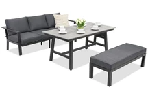 Mobilier de jardin en aluminium Sydney Apetito Comfort 3 avec banquette Garden Point anthracite