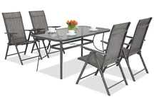 Mobilier de jardin métallique Modena/Rosario anthracite 4 places Garden Point, anthracite