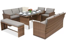 Salon de jardin en rotin Marsylia Apetito 10 Garden Point marron