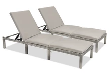 Set van twee grijze ligbedden van kunststof rotan Atlanta Garden Point