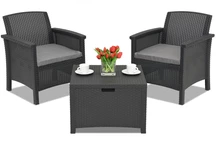 Anthracite Venezia Terrace Box 2 poly rotin avec coffre Bica