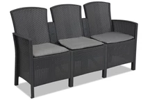 Canapé 3 places en rotin technique Lido 3 anthracite Bica
