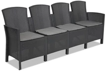 Canapé 4 places en technorotin anthracite Lido 4 Bica