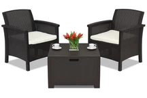 Ensemble Venezia Terrace Box 2 en rotin marron avec coffre Bica