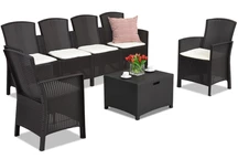 Ensemble de canapés en polyrotin Lido Coffee Box Max 6 marron Bica