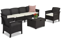 Ensemble de canapés en polyrotin Venezia Coffee Box Max 6 Bica marron