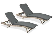 Ensemble de deux chaises longues en rotin gris Bermuda Garden Point