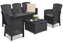 Ensemble de meubles en polyrotin avec canapé Lido Coffee Box 5 anthracite 3 places Bica avec coffre