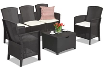 Ensemble de meubles en rotin avec Lido Coffee Box 5 canapé marron 3 places Bica avec coffre
