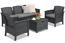 Ensemble de meubles en technorotin avec un canapé 3 places Venezia Coffee Box 5 anthracite Bica avec un coffre