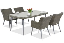 Ensemble de salle à manger en rotin exclusif Garden Point Cordoba pour 4 personnes