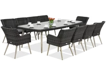 Ensemble de salle à manger exclusif avec une grande table Cordoba pour 10 personnes Garden Point anthracite