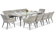 Ensemble de salle à manger exclusif avec une grande table Cordoba pour 10 personnes Garden Point blanc