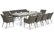 Ensemble de salle à manger exclusif avec une grande table Cordoba pour 10 personnes Garden Point gris