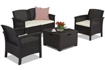 Ensemble en rotin Venezia Coffee Box 4 marron Bica avec un coffre