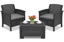 Ensemble en rotin technique Venezia Terrace 2 anthracite Bica