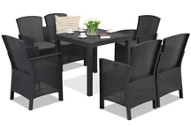 Ensemble poly rotin avec table Lido Dallas Comida 6 anthracite Bica