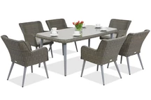 Exclusieve dining tuinset van kunststof rotan Córdoba voor 6 personen Garden Point grijs