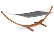 Hangmat met houten standaard Kiwi Garden Point grijs