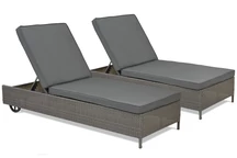 Lot de deux chaises longues en techno rotin anthracite