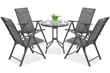 Metalen tuinmeubelen Modena/Rosario voor 4 personen met kleine tafel Garden Point antraciet