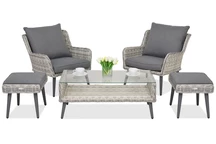 Meubles de jardin Bilbao Terrace avec 2 poufs Garden Point blanc