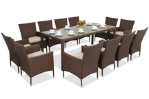 Meubles de jardin en résine tressée Milan/Grenada 12 avec une grande table Garden Point marron