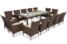 Meubles de jardin en résine tressée Milan/Grenada 14 avec une grande table Garden Point marron