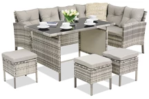 Meubles exclusifs en technorotin avec un canapé d'angle Bari Garden Point gris