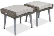 Pouf en résine tressée pour la terrasse Bilbao Garden Point gris - 2 pièces