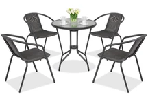 Salle à manger métallique Modena/Bergamo 4 places avec petite table Garden Point anthracite